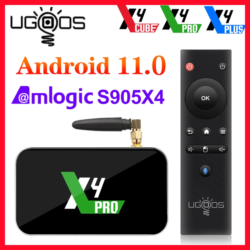  ТВ-приставка Ugoos X4 Pro, Android 11, Smart TV BOX S905X4 DDR4 4 ГБ 32 ГБ Wifi 1000M BT X3 Pro Plus S905X3 Android 9.0 ТВ-приставка 