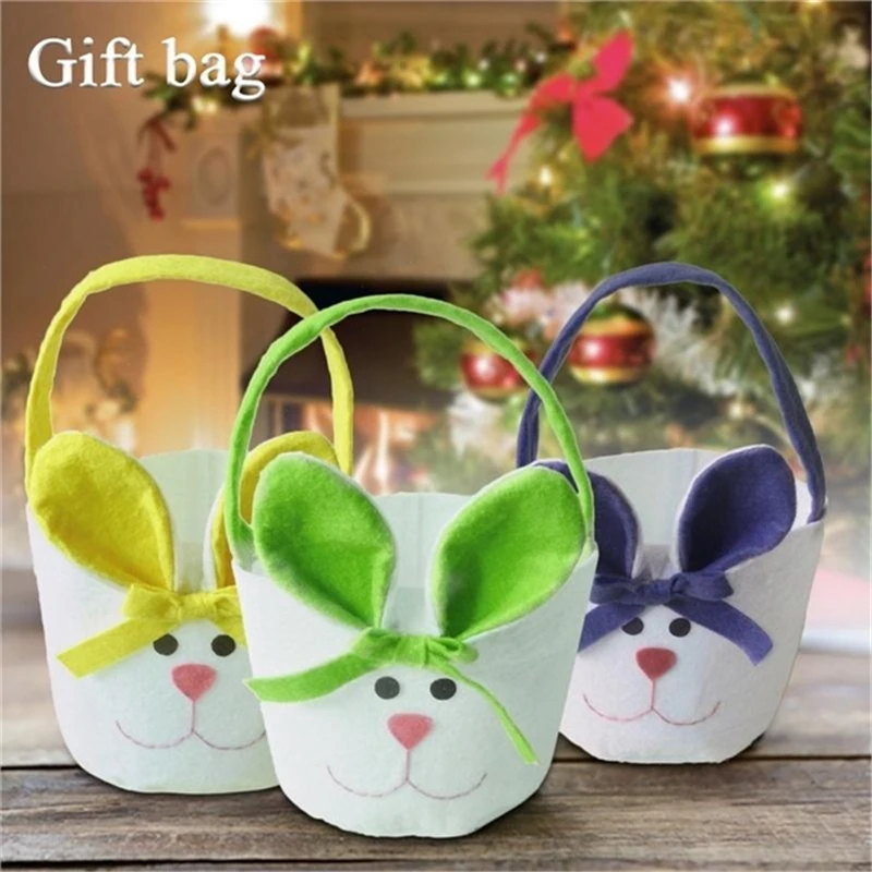 

Multicolor Drum Type Rabbit Shape Easte Party Accessories Child Candy Bag Good Quality Cloth Kids Gift Easter Gift Bags Basket
