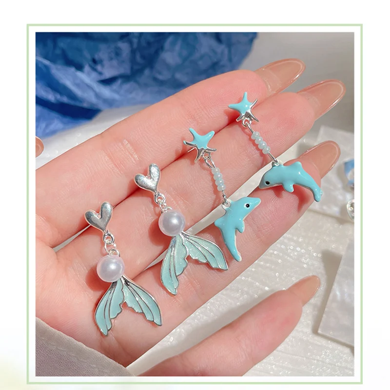 Милые синие серьги KADRUFI с морскими звездами и для женщин милые женские пляжным