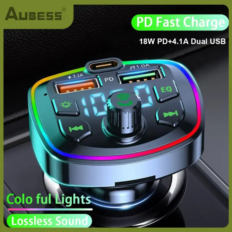 

Lossless Music 3.1a Colorful Ambient Light Dual Usb Hands-free Cigarette Lighter Fast Charging Car Accessories Pd 18w Type-c