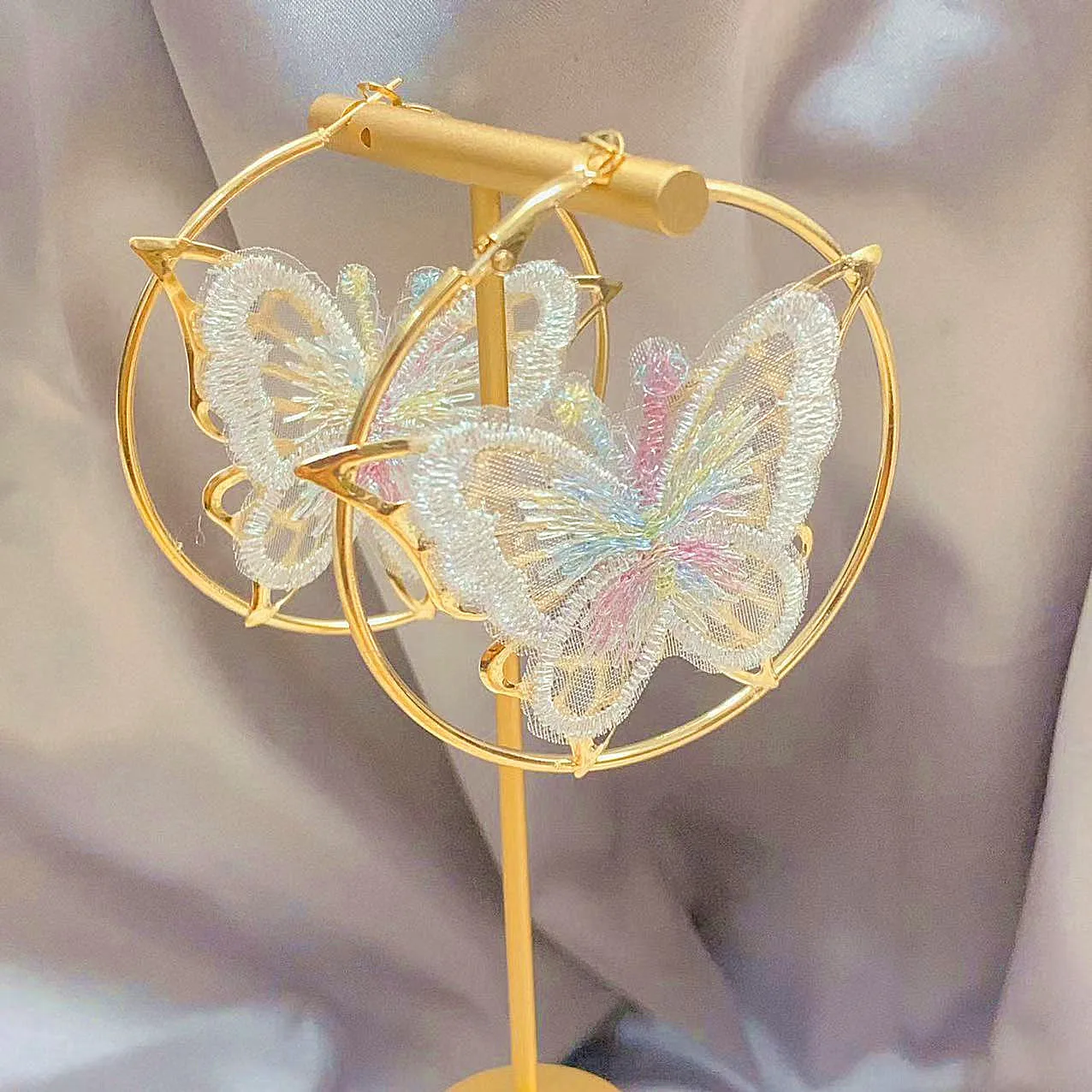 Кружевное кольцо-обруч с бабочкой ювелирные украшения для ушей большие круглые