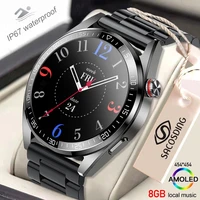 2022 new 8g local music smart watch voice control amoled 454454 hd always display the time bluetooth call smartwatch for men