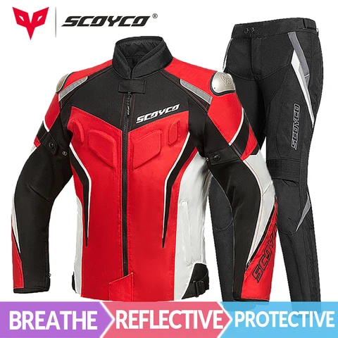 SCOYCO новая мотоциклетная куртка мужская куртка для верховой езды летняя мотоциклетная куртка + брюки комплект для мотокросса Chaqueta костюм защитное снаряжение