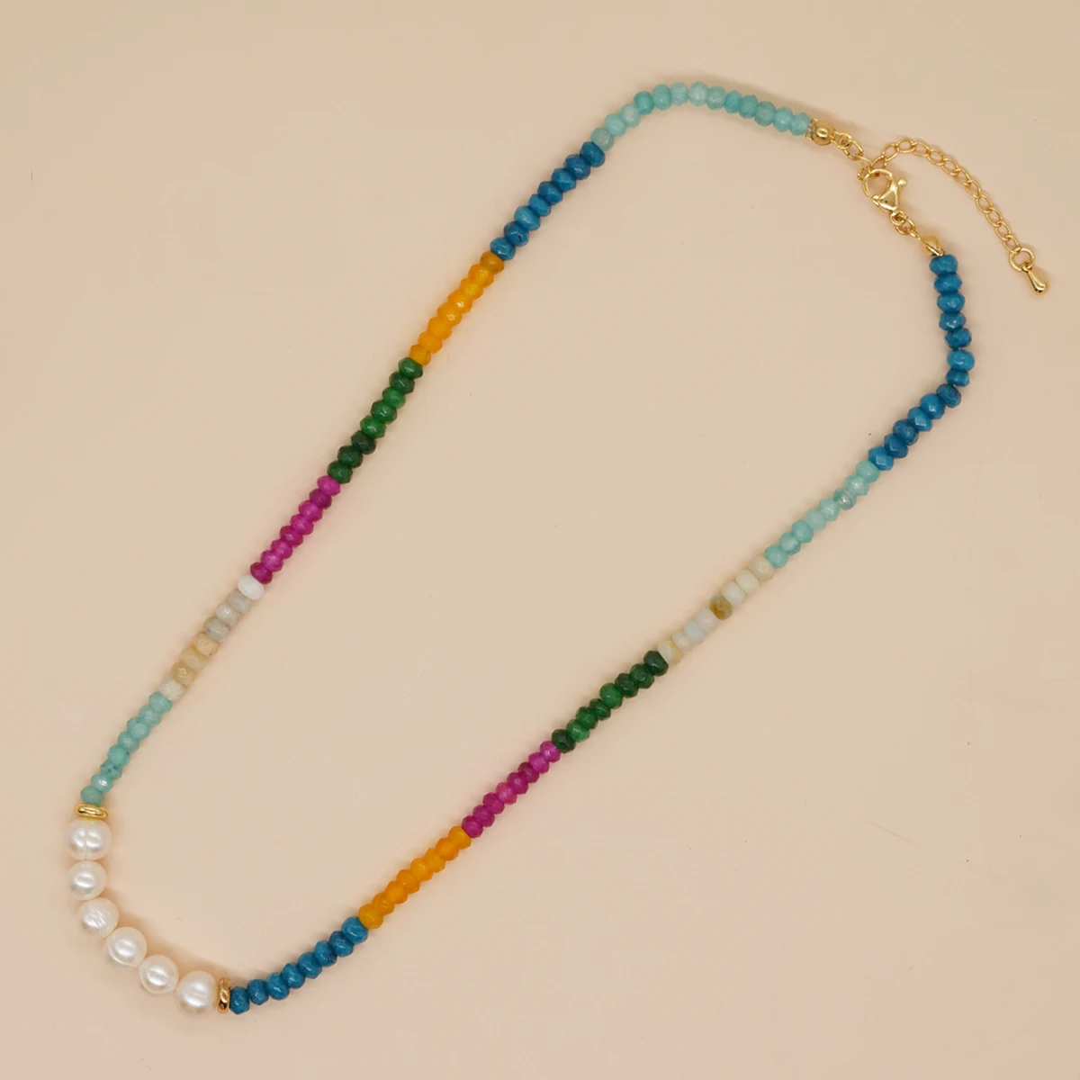 

YASTYT Summer Choker Natural Stone Jasper Colorful Freshwater Pearls Women Necklaces Beach Boho Fashion Design