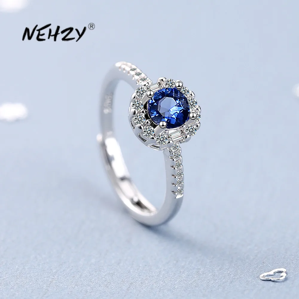

NEHZY 925 silver needle New Woman Fashion Jewelry High Quality Cubic Zirconia Sapphire Open Adjustable Size Ring