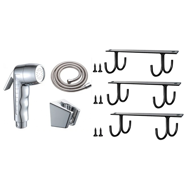 

Набор насадок для биде и душа, ручной распылитель для биде, серебристый водоструйный смеситель для туалета, с подставкой под шкаф, 3 шт.