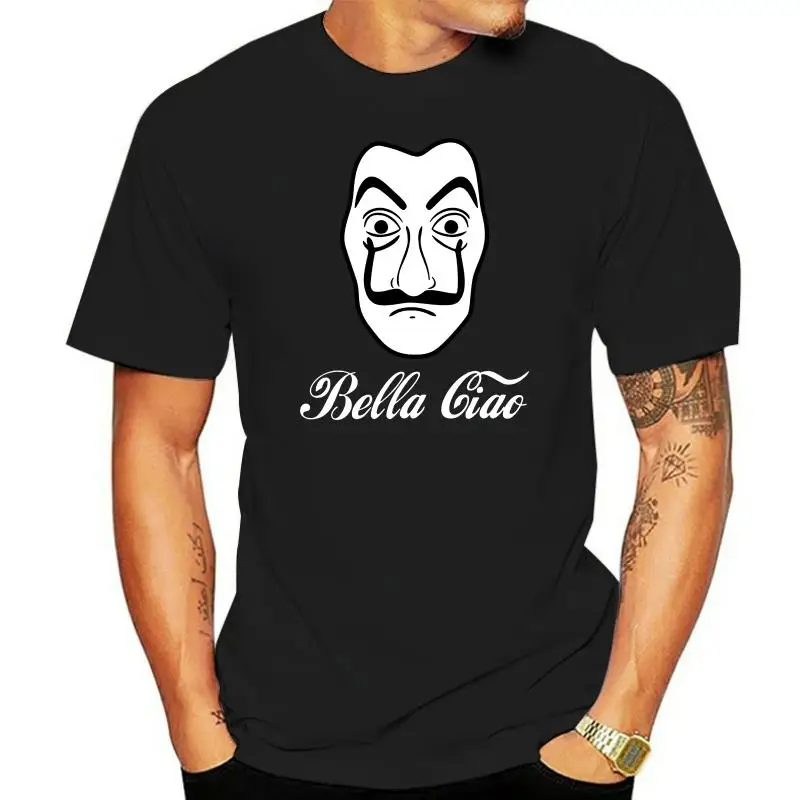 

R0530 BELLA CIAO T Shirt Men Women for La Casa de Papel fans Dali Mask Print Tv Series Wholesale O Neck Tee Shirt