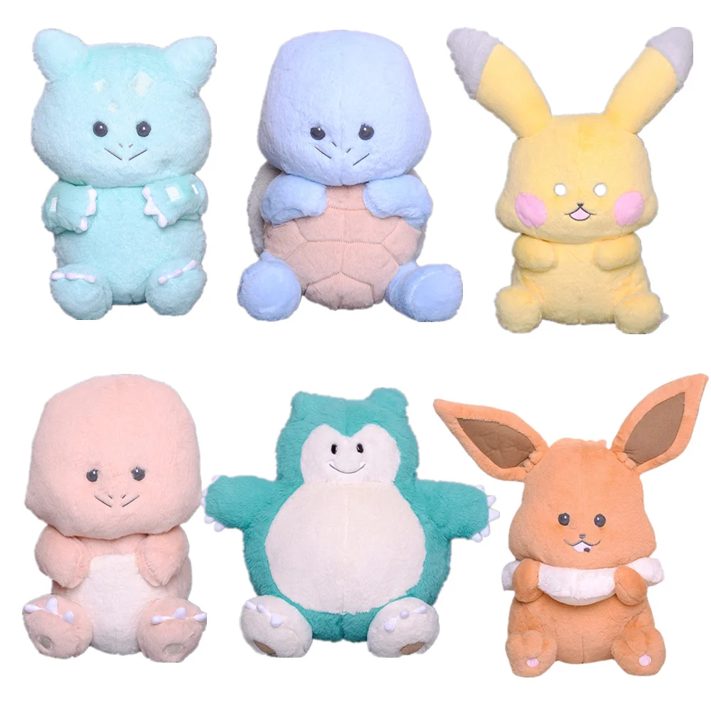 

40Cm Anime Peripheral Pokemon Series Macaron Charmander Pikachu Eevee Snorlax Squirtle Bulbasaur Plush Doll Toy