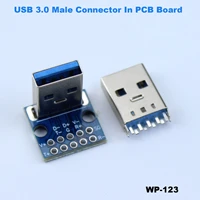 2510pcs usb3 0 9pin in pcb flex test board data charging cable jack test board 90 degree dip usb 3 0 male connector 9p 9 pin