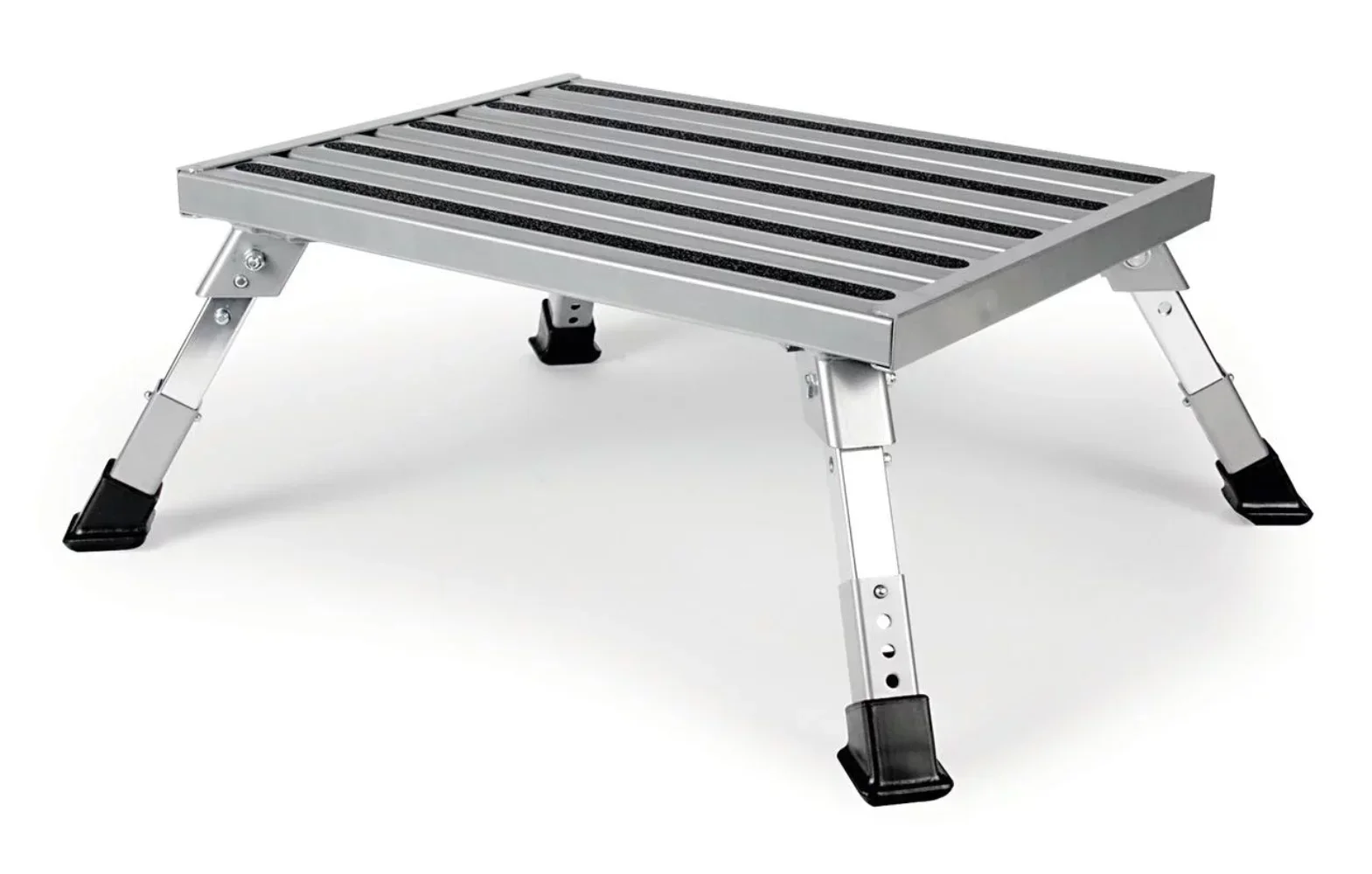 

Camco Adjustable Height Platform Step | Supports up to 1,000lbs. | Aluminum, Silver (43676)