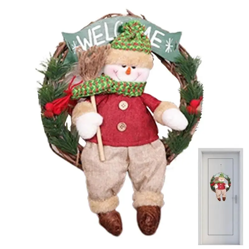 

Santa Claus Wreath Winter Wreath With Snowman Christmas Door Artificial Wreath For Decoration Santa Rattan Elk Garland Door