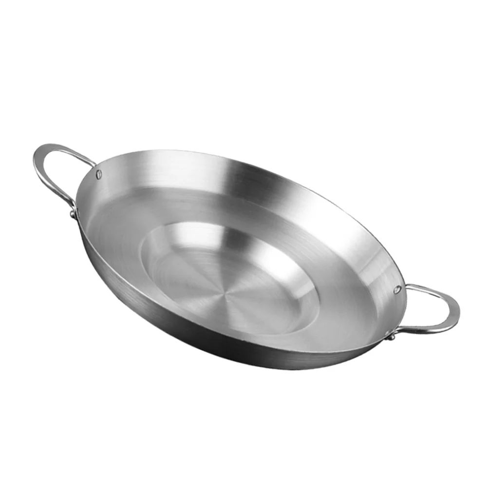 

Flat Bottom Concave Gong Pot Rounded Stainless Non-stick Wok Frying Steel Tray Pan Pans Fired Dish Child Kids Food