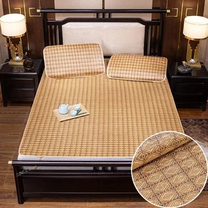 DIMI Sleeping Mat Elastic Straps Pillowcase Non-slip Matress Cover Summer Cool Bed Protection Smooth Rattan Bed Mat Breathable