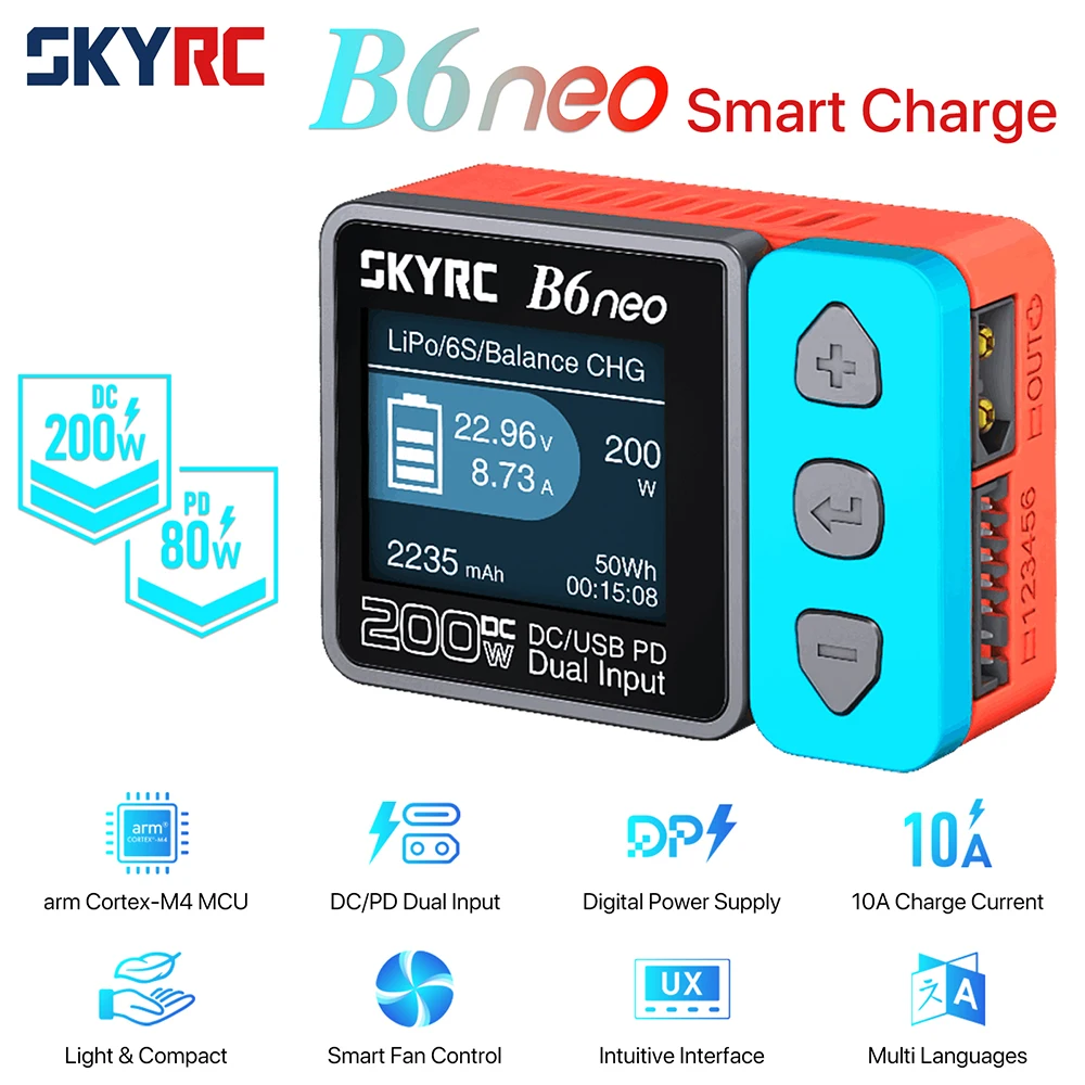

SkyRC B6 neo Smart Charger DC 200W PD 80W LiPo Battery Balance Charger Discharger