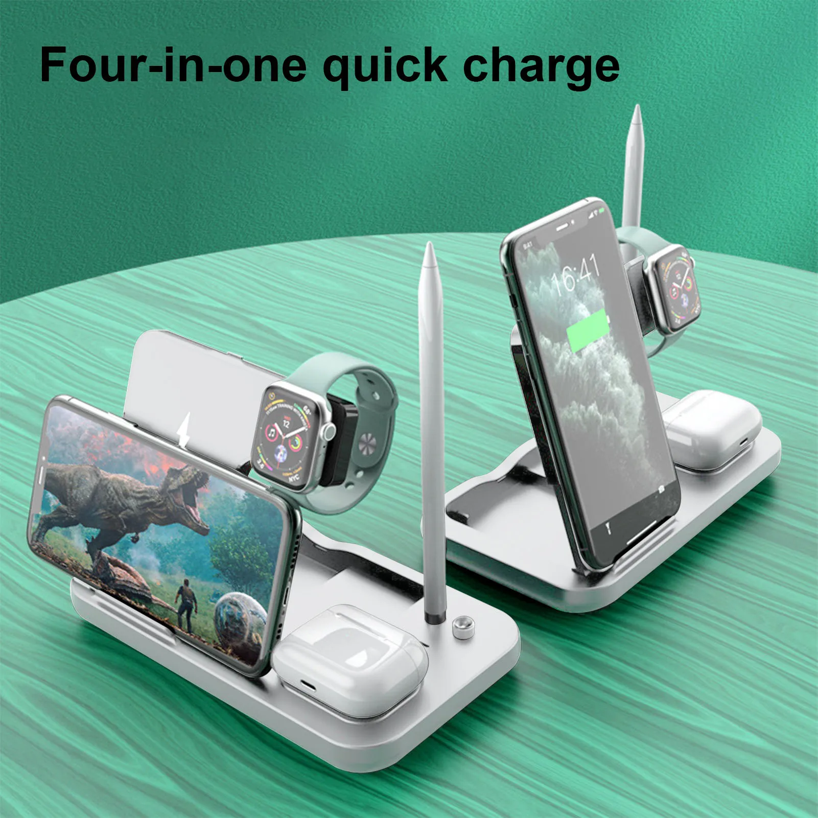 

4 in 1 Wireless Charger Dock Qi Fast Charging Station forApple Watch Airpods foriPhone 12 Pro forSamsung S21 Note Mobile Phone