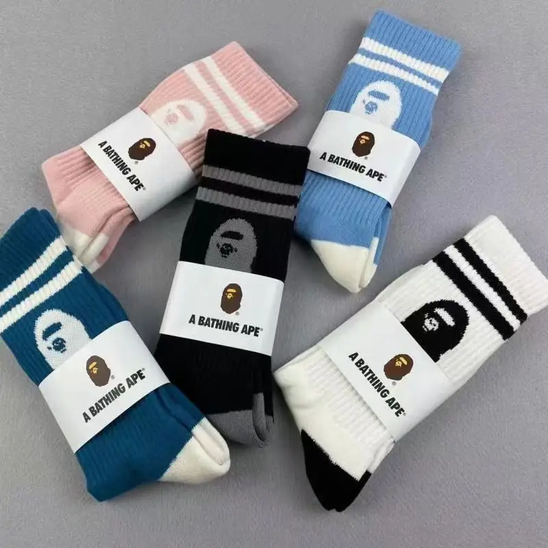 Fashion Embroidered Mid Tube Socks BAPE Thick Cotton Towel Bottom Skateboard Sports Basketball APE Wholesale Ventilate Cool Gift