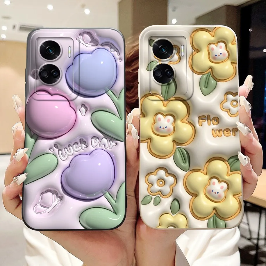 Чехол для Honor 90 Lite CRT-NX1 противоударный чехол популярный цветочный мягкий жидкий