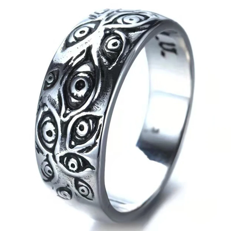 

Punk Fashion Rings for Women Men Retro Hip-Hop Personality Ring Engraved Demon Eye Retro Hipster Ring Hollow Cross Rings