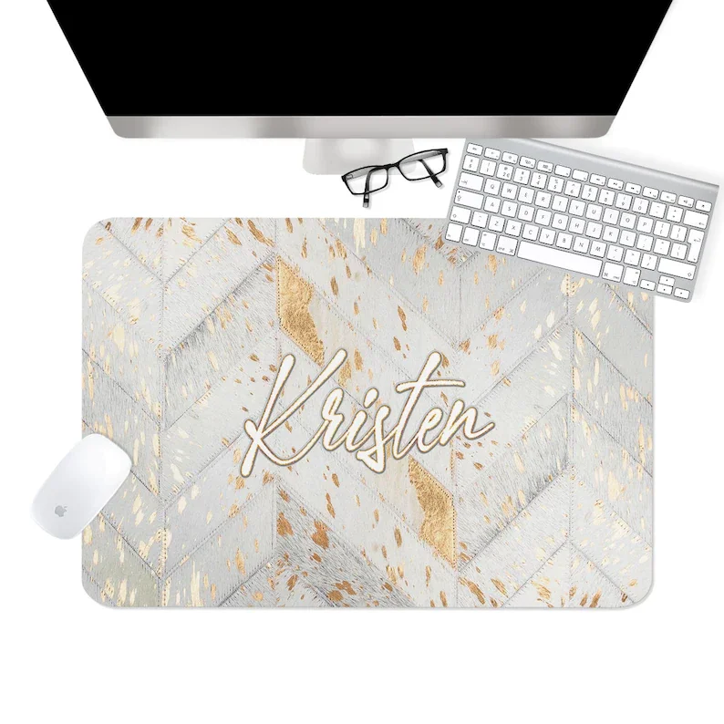 

Custom Desk Pad, Multiple Sizes, Personalized Desk Cushion Pad,Monogram Desk Blotter Pad, Large Mouse Pad, Faux Acid Wash White
