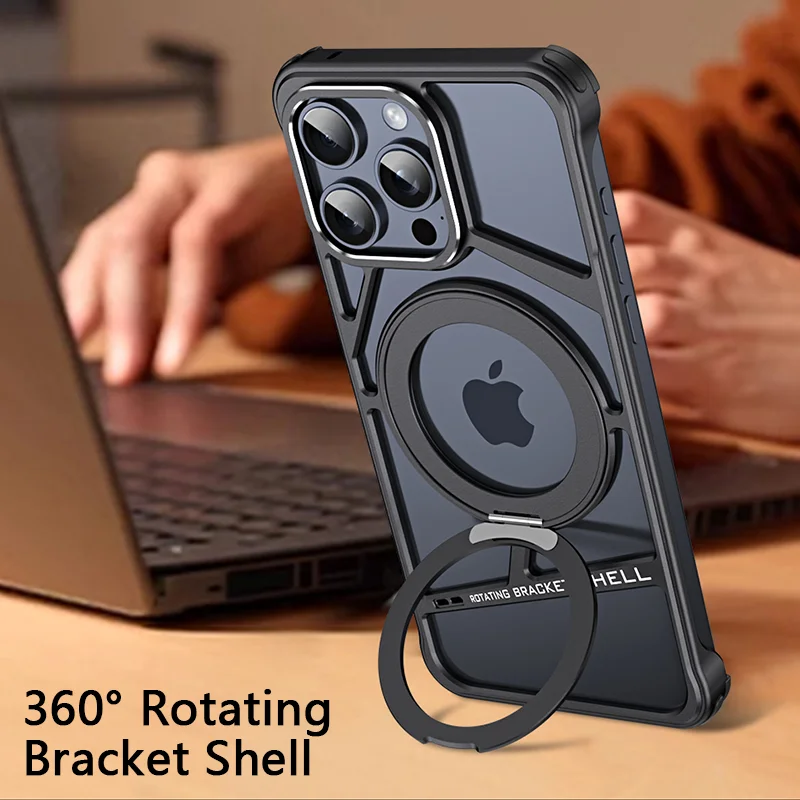 Металлический чехол для телефона с магнитной подставкой Iphone 14 15 16 Pro Max