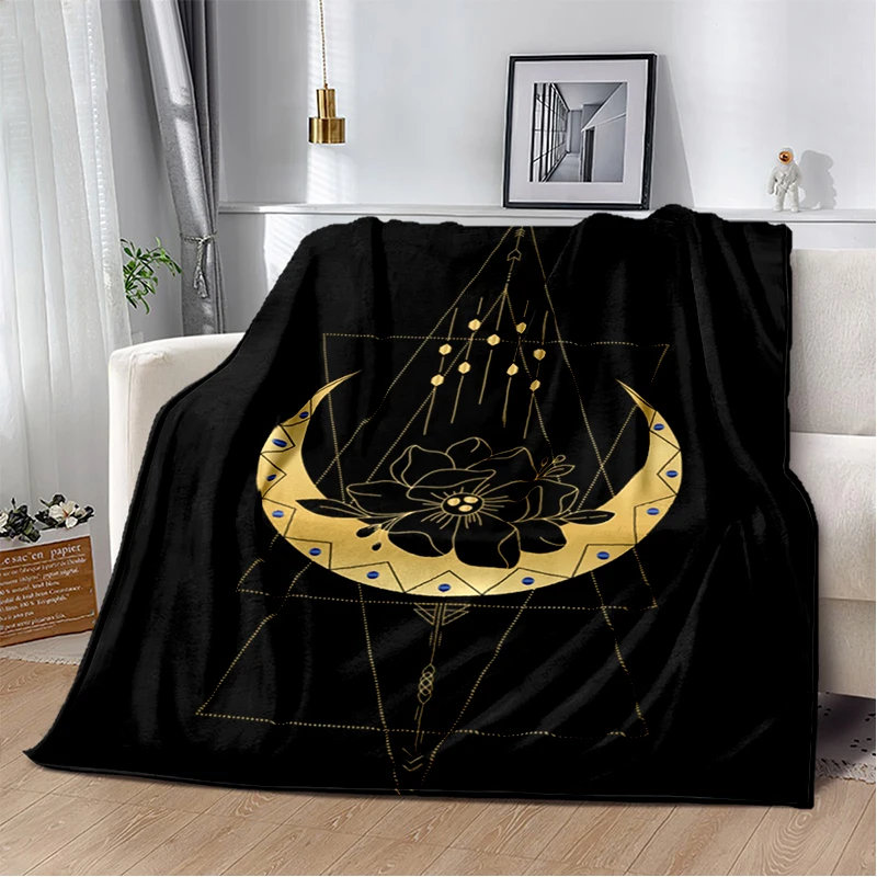

Mysterious celestial blanket custom blanket Sofa Travel for beds Household and office warm Black gold blanket household blankets