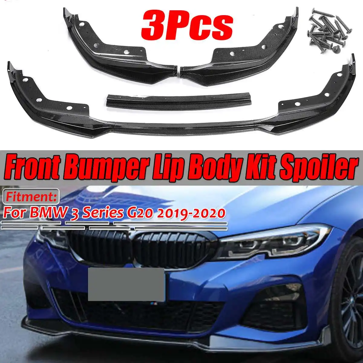 

MP Style 1 Set G20 Car Front Bumper Lip Spoiler Splitter Diffuser Detachable Body Kit Cover Guard For BMW 3 Series G20 2019 2020