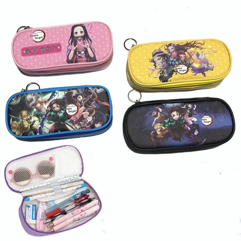 

Пенал Kamado Nezuko из ПУ кожи, чехол для карандашей с аниме «рассекающий демонов», на молнии, пенал для канцелярских принадлежностей