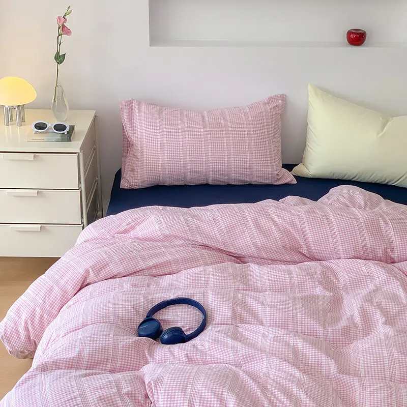 Ins допамин корейский Полосатый смытый хлопковый комплект постельного белья из