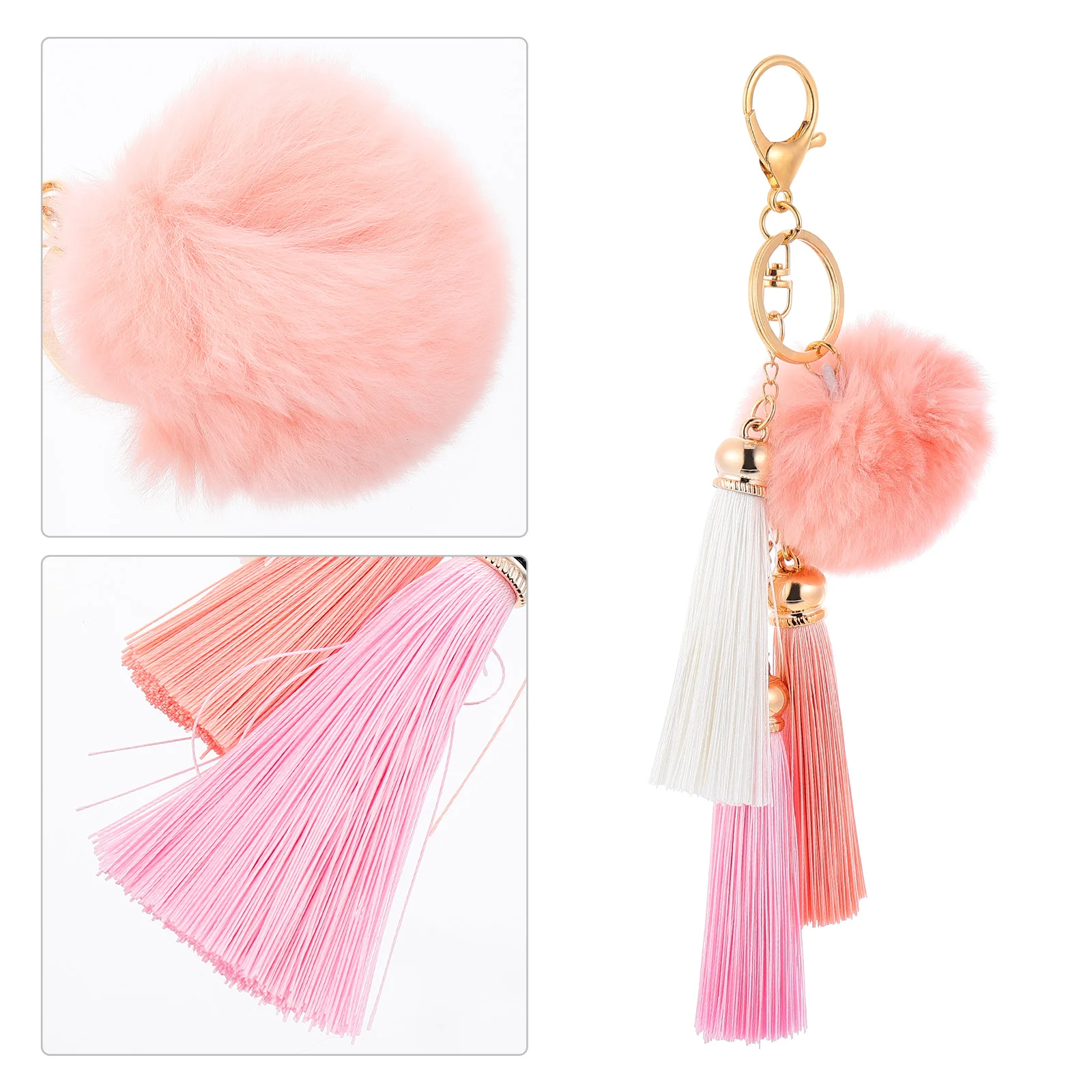 

Key Chain Pendant Adorable Lovely Car Automobile Accessories Delicate Ring Creative Fluffy Ball Personalized gift