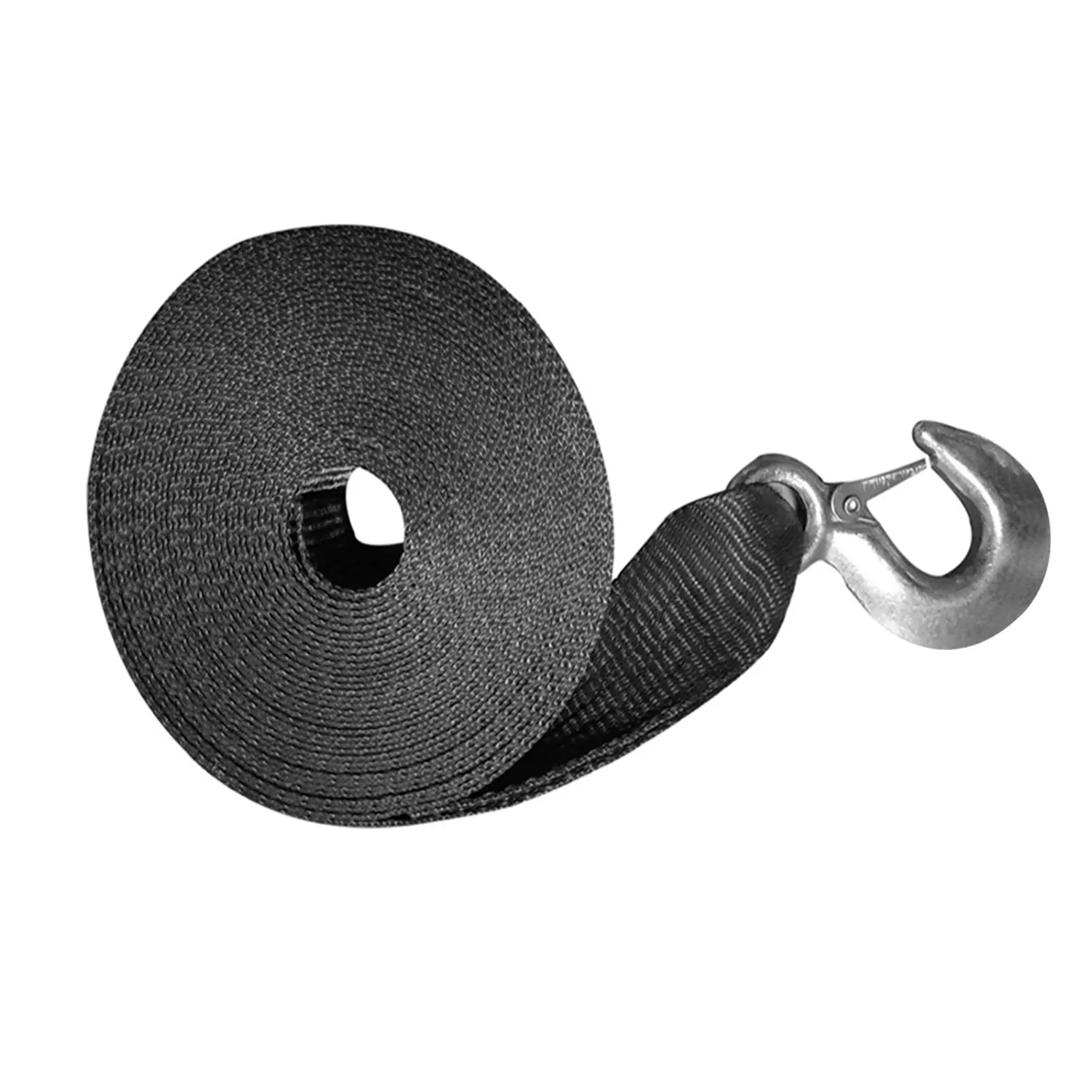 

Car Webbing Towing Rope With Safety Snap Hook Boats Vehicles Trailer Winch Strap Portable Practical Replacement Parts Black