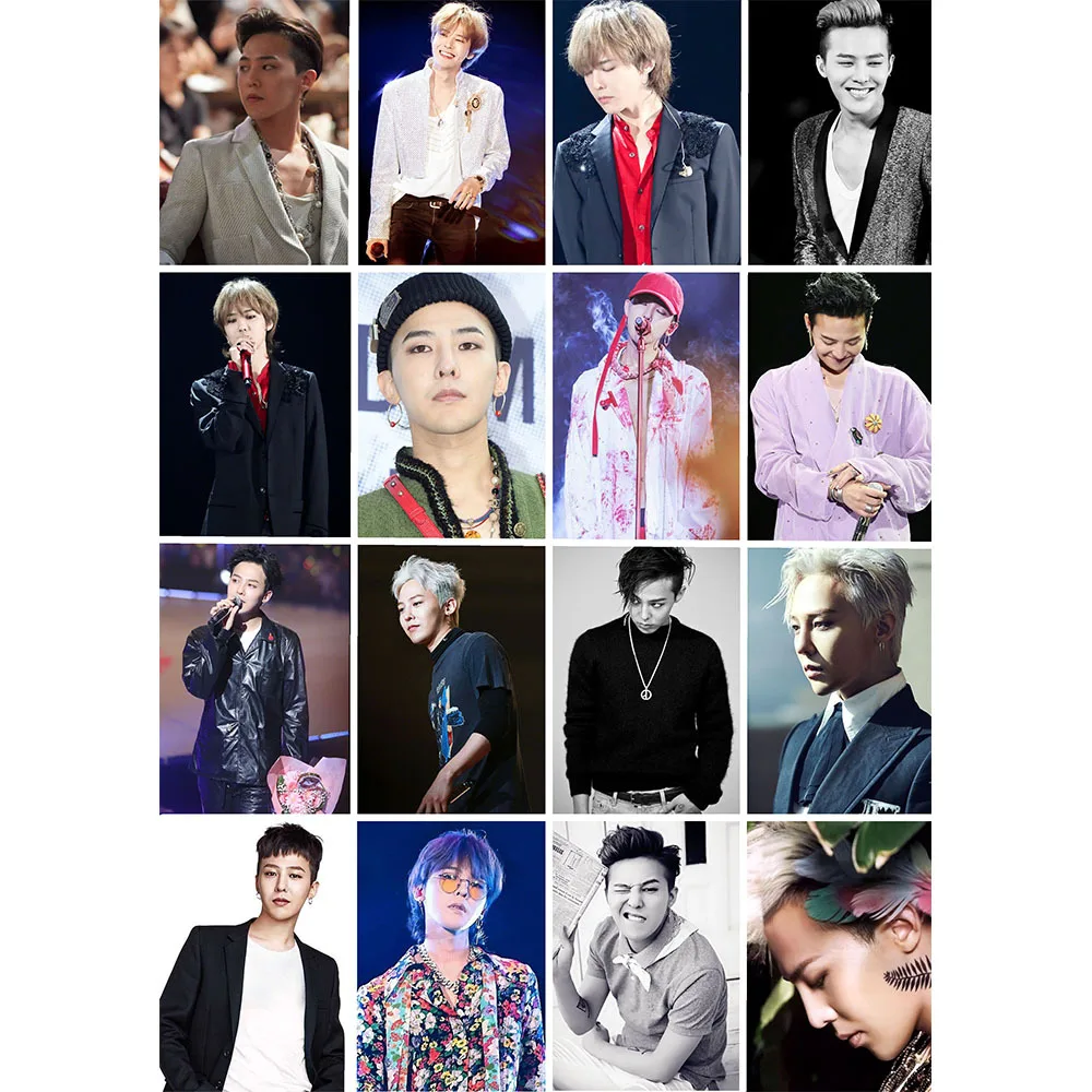 

16pcs/set Kpop Group G-DRAGON BIGBANG Photocard Picture Cards Lomocards Photo Cards LOMO Card for Fans
