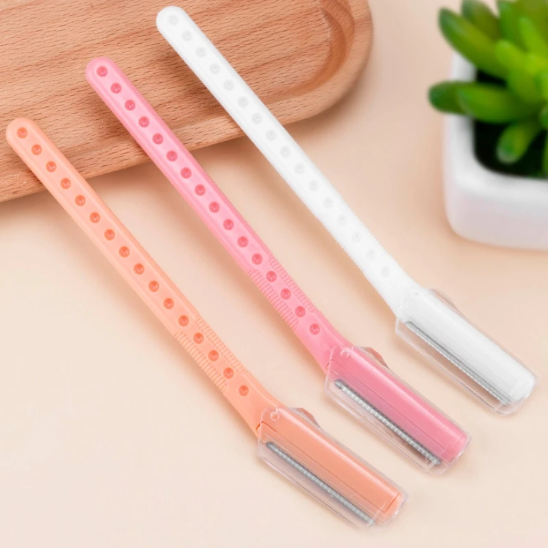 

3 Pcs Straight Handle Stainless Steel Transparent Color Simple Eyebrow Shaping Knife And Eyebrow Knife Beauty Tool