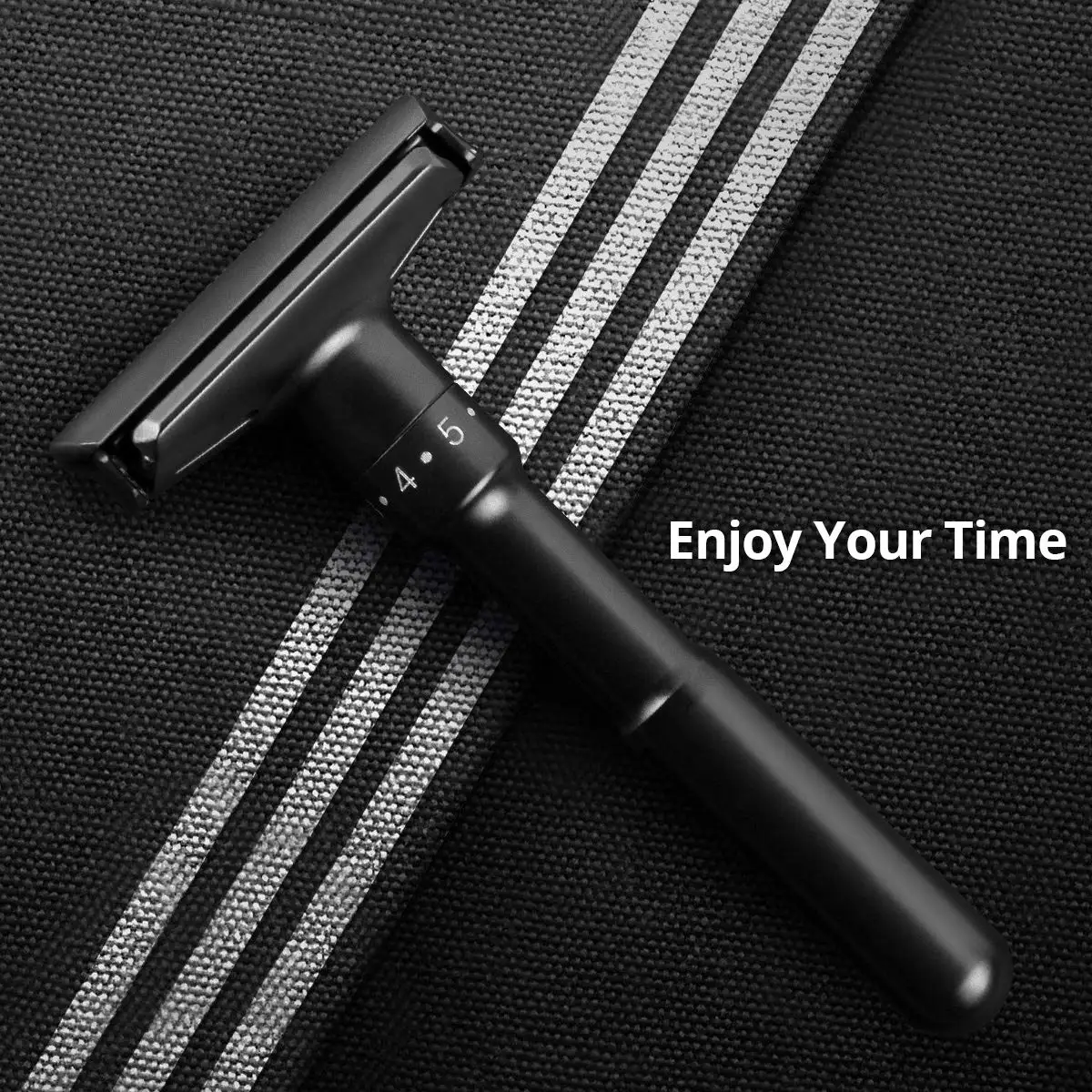 Luxurious Black Adjustable Safety Razor Can Design Name on It Classic Stand Men Shaving 5 Gift Blades |