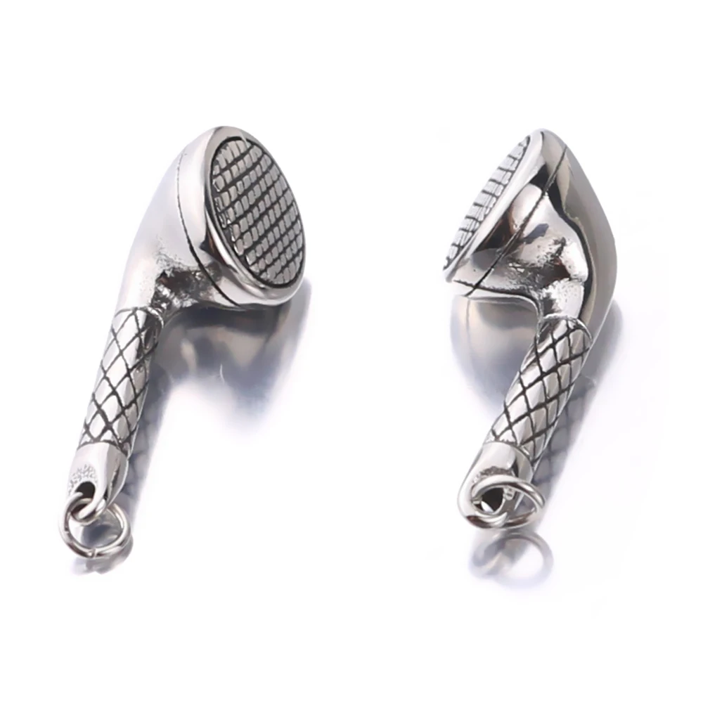 

1 Pair 316L Stainless Steel 3D Music Headphone Charms Pendants for Retro Hip Hop Jewelry Making DIY Waterproof Necklace