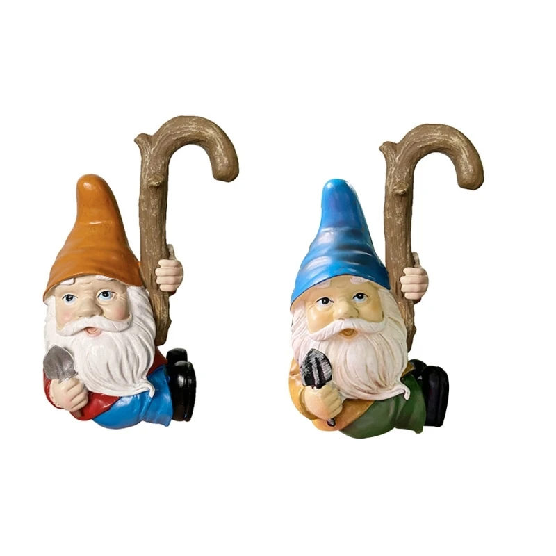 

594C 2pcs Resin Dwarf Figurine Gnome Statue Resin Decorative Crafts Accessory