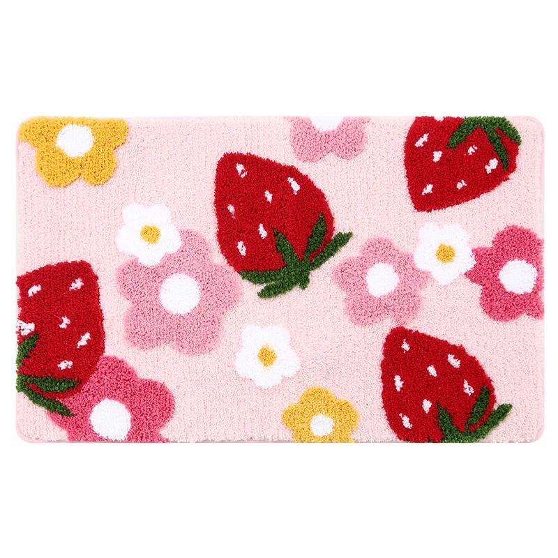cute strawberry floor mat non slip bath mat bedroom hallway entrance door mat toilet absorbent rug mats flower foot mat carpet free global shipping