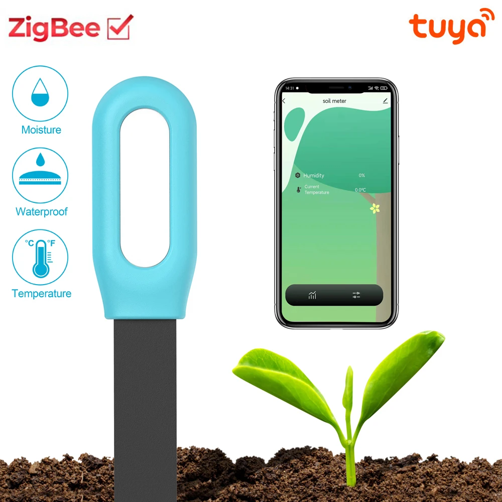 Умный тестер почвы Tuya Zigbee измеритель температуры и влажности Термогигрометр