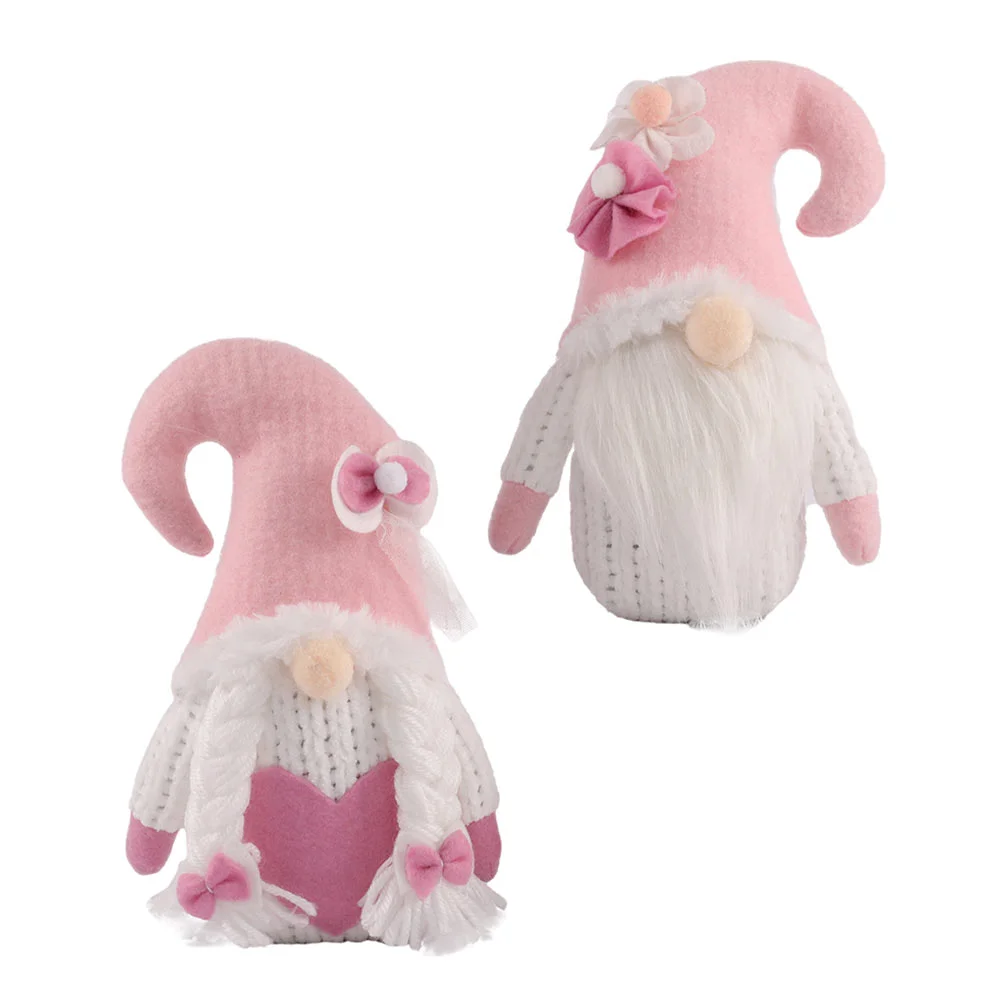 

2 Pcs Chic Knitted Gnome Ornaments Lovely Festival Decorations )