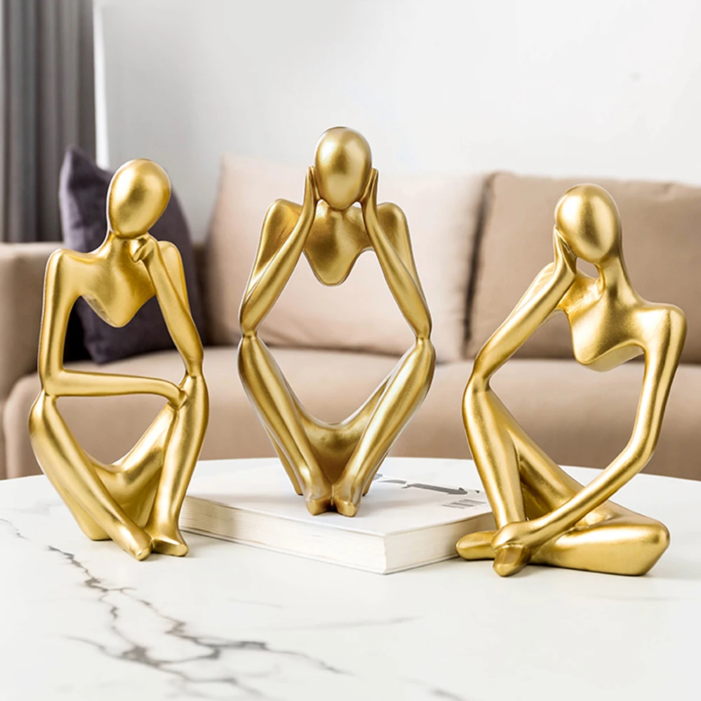 

3PC modern Office Home sculpture resin art statue Home Decorative statues sculptures Decoration statues for decoration Crafts