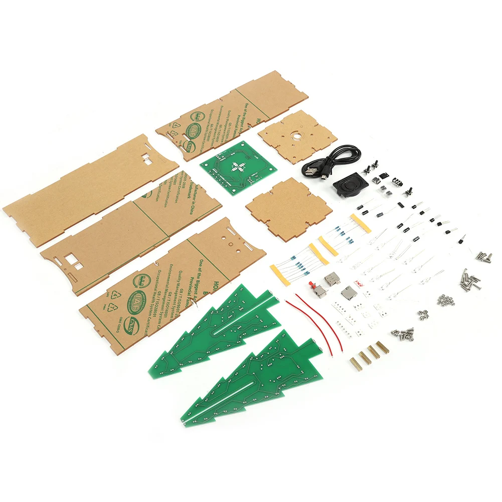 

Brand New Colorful DIY LED Flash Light Stereo Christmas Tree MP3 Music Electronic Production Kit ABS