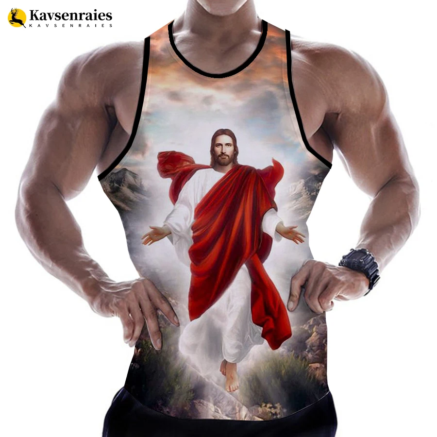 

3D Digital Printing God Christ Jesus Tank Tops Fashion Harajuku Vest Shirts Men Women Oversized Singlets Sleeveless Tees 6XL