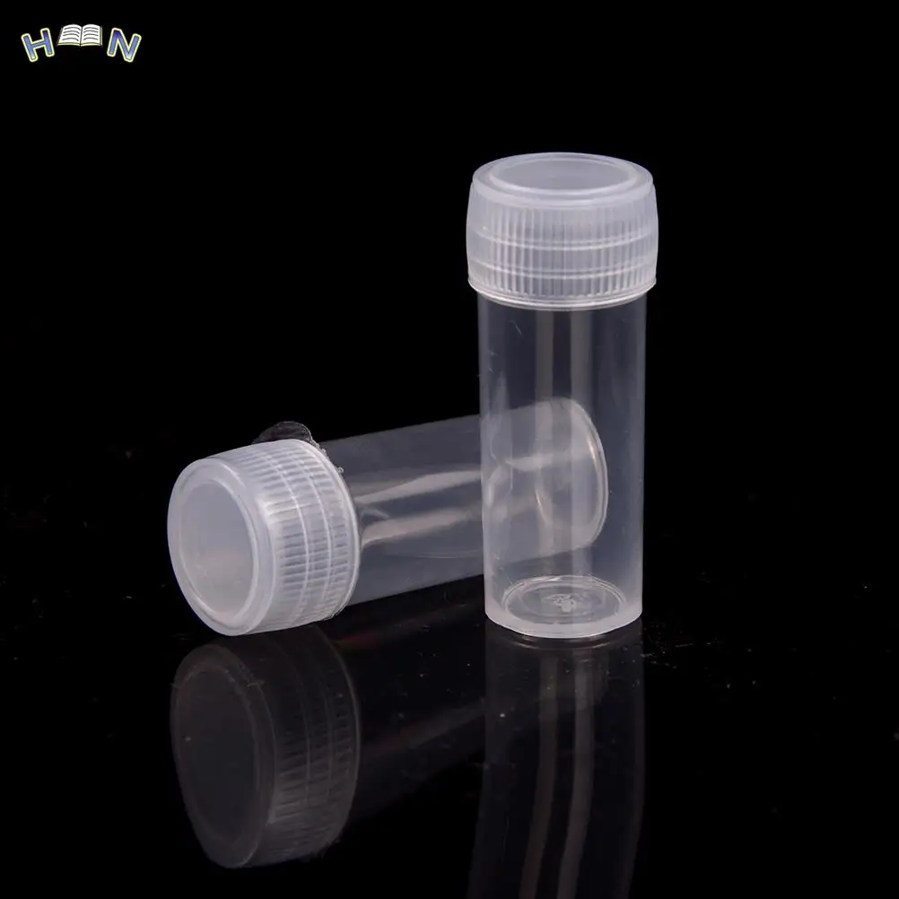 

10pcs/pack 5ml Plastic Test Tubes Vials Sample Container Powder Craft Screw Cap Bottles for Office School Chemistry Supplies