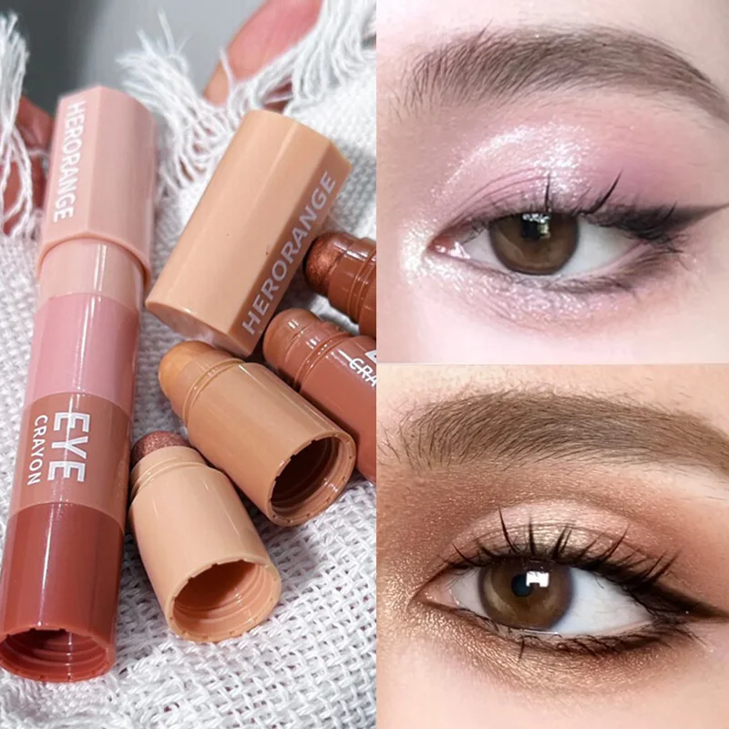 Set Combo Nude Pink Brown Eye Shadow Pencil Waterproof Long Lasting Glitter Highlighter Eyeshadow Sticks