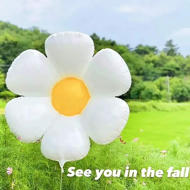 

2Pcs White Daisy Flower Foil Balloon SunFlower Balloons Toy INS Hot Photo Props Wedding Birthday Party Decorations Baby Shower