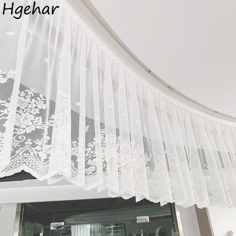 

Пасторальная белая кружевная вышитая оконная занавеска корейский домашний декор кухонный экран Короткая занавеска для дверей шкафов гост...
