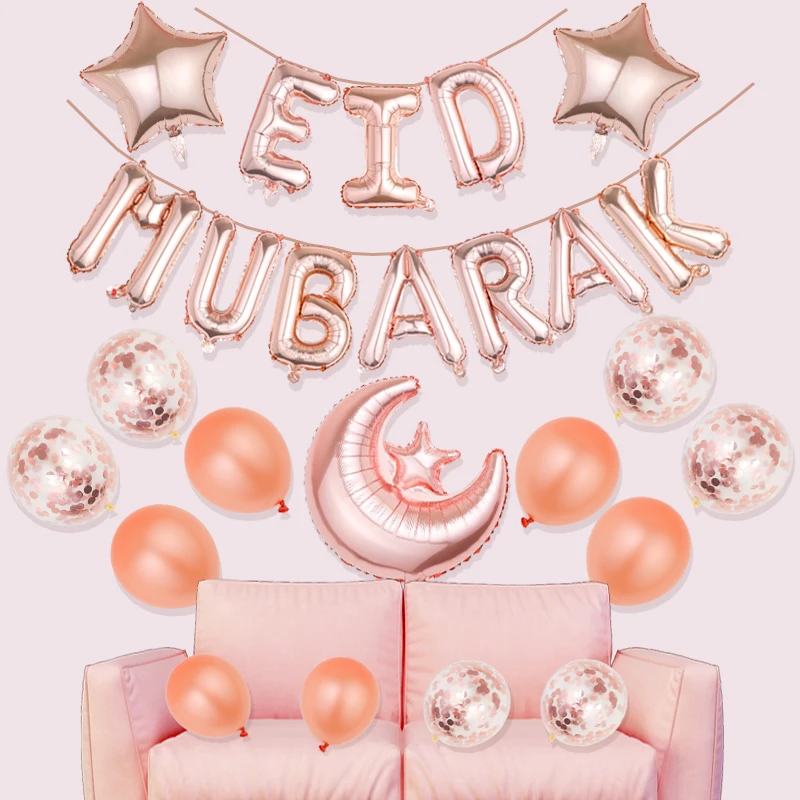 

1Set Eid Mubarak Letter Foil Balloons Ramadan Kareem Decorations Banner Star Moon Helium Globos Muslim Islamic Party Supplies