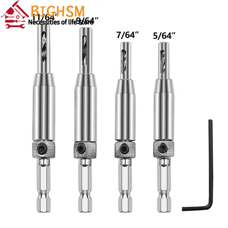 

4Pcs/Set Self Centering Hinge Drill Bit Door Cabinet Hinge Locating Hole Cutter Woodworking Tool HSS Center Drill Bit Hand Tools