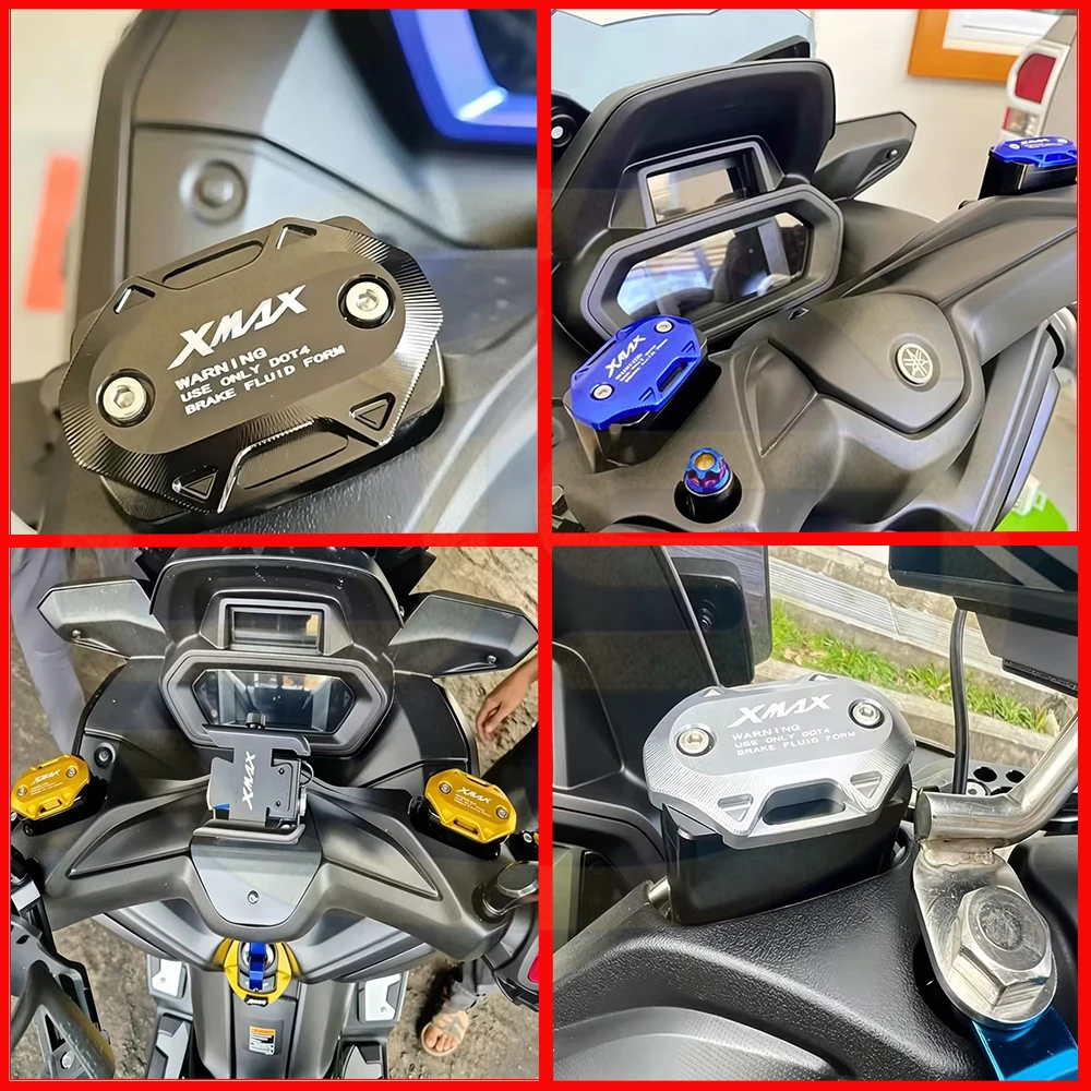 Фото Аксессуар для мотоцикла XMAX 300 XMAX 250 2017-2025 2019 2020 2023: крышка бачка переднего тормозного жидкостного резервуара с ЧПУ, бак для жидкости, крышка масляного насоса №4