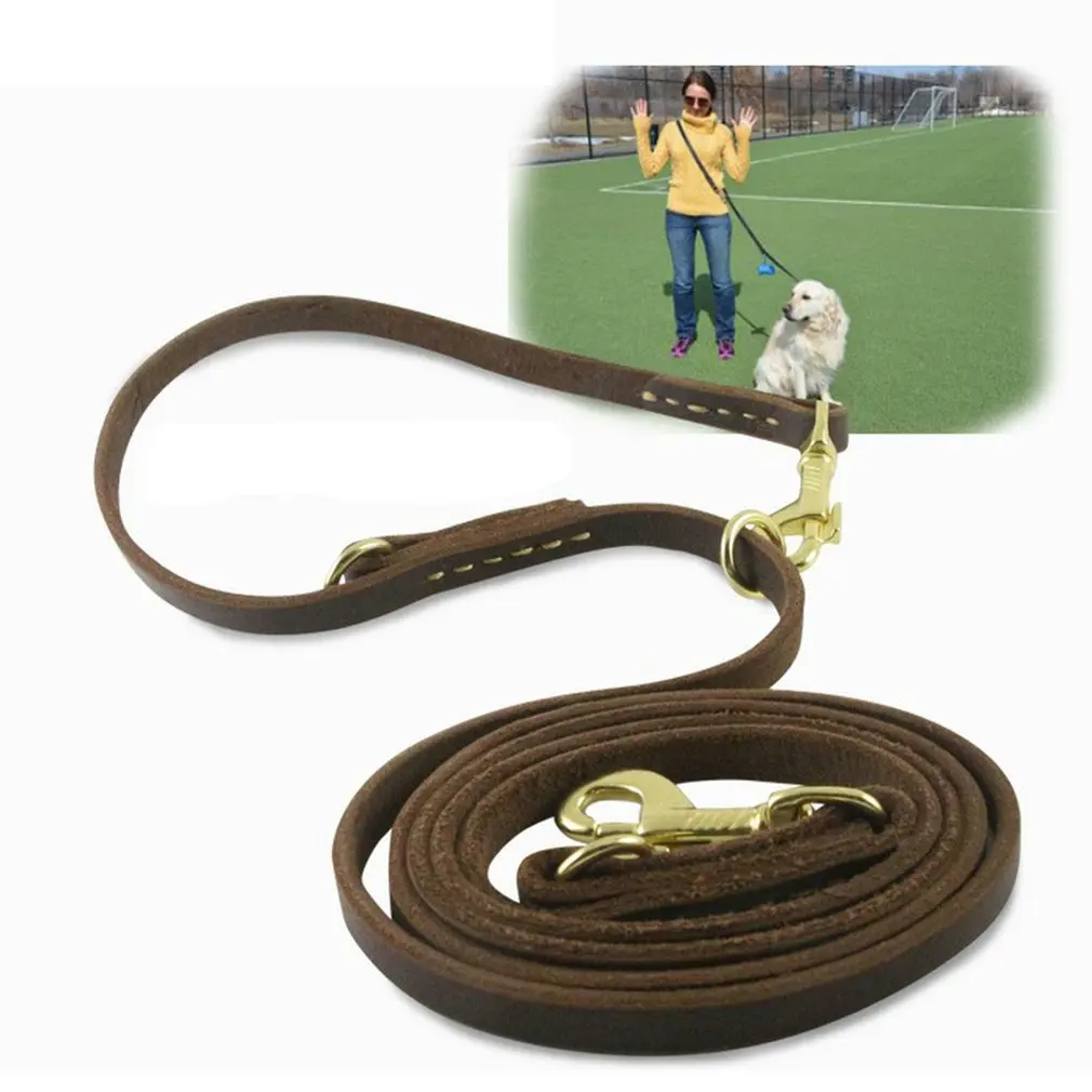 

Dog Lead For Large Dogs Portable Greased Leather Lead With Strong Carabiner Adjustable Tear-Resistant And Waterproof
