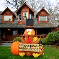 Inflatable Toy Lighted Blow Up Turkey LED Lighting Thanksgiving Party Lawn Decorations Garden Decoration